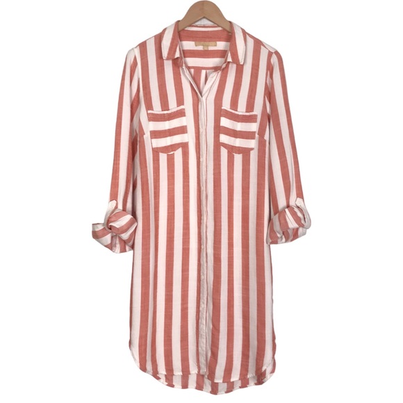 hope and harlow Dresses & Skirts - Hope & Harlow Luna Striped Dress Button Up Shirtdress Size 12 Coastal Preppy